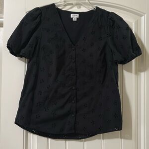 J. Crew eyelet black top